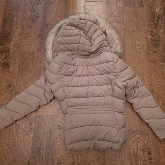 Calvin Klein Women's Tan Puffer Jacket with Faux Fur Hood - Picture 5 of 5